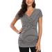 Love2Mi Maternity Nursing Shirt - Short Sleeve V-Neck Breastfeeding T-Shirt - Size L - Dark White Stripe - Buy Online on SooperMarket.com