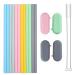 12-pcs Reusable Silicone Drinking Straws with 4 Carrying Bags and 2 Cleaning Brushes - BPA-Free Eco-Friendly Durable Suitable for Hot and Cold Drinks and Ideal for Kids Travel and Parties | L'S