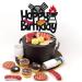 Barbecue Cake Topper for BBQ Sausage Roti Grill Cooking Theme Happy Birthday Cake Decorations Kids Boy Girl Bday Party Handmade Double Side Glitter Black Supplies Decor - Buy Online on SooperMarket.com