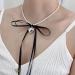 Oralgos Fashionable Heart Necklace with Loop | Adjustable Collarbone Chain | Imitation Pearls & Choker for Everyday Use Black - Buy Online on SooperMarket.com