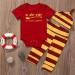 Snuggle This Muggle Bodysuit Set with Striped Pants & Hat - 12-18 Months - Red - Buy Online on SooperMarket.com