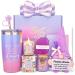 Birthday Gifts for Women Relaxing Spa Bath Gifts Basket Set for Women with Gnome Gifts for Women Mom Girlfriend Her Sister Friend Coworker Self Care Gifts for Women Christmas Purple