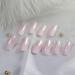 Medium Long Square Pink White Gradient Press on Nails | Full Cover Fake Nails for DIY Manicure | Christmas Nail Art Tips - Buy Online on SooperMarket.com