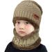 Aisprts Kids Winter Beanie Hat and Scarf Set - Knitted Thermal Fleece Lining - Khaki - Buy Online on SooperMarket.com