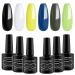 LagunaMoon Gel Nail Polish Set - 6 Colours Neon Yellow Blue Lime Green Black White High-Shine Kit Nail Gel Polish for Salon Quality DIY Nails - UV LED Soak Off Lacquer Kit Varnish Manicure & Pedicure Greener Pastures | Salon-Grade Polish
