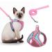 NiCoLa Escape-Proof Cat Harness with Reflective Strip Anti-Cat Harness and Lead Set Adjustable Soft Cat Harness for Medium Small Cats (Pink&Green S) Small Pink Green