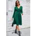 OUGES Women's Spring Casual Midi Dress with Long Sleeve V-Neck Floral Print and Pockets - Green - Buy Online on SooperMarket.com