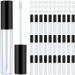50 Pieces Empty Lip Gloss Containers Lip Gloss Tubes  Refillable Lip Balm Bottles Plastic Lipstick Tubes with Rubber Inserts Cosmetic Tools for Women DIY Makeup  10 ml (Black)