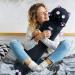 Mewaii 36in Long Cat Plush Pillow - Big Eyes Kitten Stuffed Animal Toy for Kids | Purple Hugging Pillow 36inch - Buy Online on SooperMarket.com