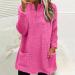 AMhomely Women's Plus Size V-Neck Teddy Fleece Hoodie | Double Fleece Casual Pullover with Pocket | Soft Winter Lounge Top in Hot Pink - Buy Online on SooperMarket.com