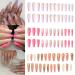 Press on Nails 3 Pack (72 PCS) Long Coffin Fake Nails Glue on Nails for Women Girls Teens with Glue Sticker and Nails File Full Cover Ballet False Nails Purple Pink Blue 001.Long Coffin