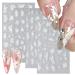 White Flowers Nail Art Stickers Decals 4 Sheets 5d Flowers Butterfly Self Adhesive Nail Design Stickers White Embossed Flowers Butterflies Floral Leaf Nail Decals for Women DIY Manicure Decoration White Flowers 2