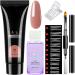 Nude Poly Nail Gel Kit Nail Extension Set For Beginners Builder Extension Nail Kit With Slip Solution For DIY Nail Art Women Gift (NUDE)
