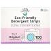Eco Friendly Plant Powered Laundry Detergent Strips - 100 Loads - Fragrance Free Unscented Ultra Concentrated Earth Friendly No Plastic - Light Perfect For Home Travel Camping