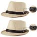Beige Mens Straw Fedora Hat | Trilby Sun Panama Wool Hat | Size 7 1/4 (58cm) - Buy Online on SooperMarket.com