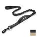 rabbitgoo Bungee Dog Leads for Medium Large Dogs Anti Pull Tactical Lead Rope with 2 Padded Traffic Control Handles for Military Dog Training and Walking Quick Lock Release Black 95-125cm 95-125 cm (Pack of 1) Black