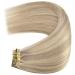 Youngsee Clip-In Hair Extensions - 35cm Real Hair 120g - Ashblond & Platinum Highlights - 7 Pieces - Buy Online on SooperMarket.com