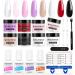 Nail Dip Powder Starter Set 8 Colors Clear White Pink Nail Powder Gel for Nail Set With Base Top Coat Activator and Nail Brush Dipping Nails System Starter Set For Home DIY & Salon Nail Design red white black