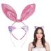 Sequin Cat Ears Headbands and Bunny Ear Headbands Shiny Hairbands Glittery Hair Hoops Hair Accessories for Easter Daily Wearing Party Decoration and Cosplay Accessories (Pink)