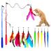 OODOSI Cat Toys Wand, Retractable Cat Wand Toy and Replacement Refills, Interactive Cat Toys for Cat and Kitten Exercise Color A