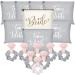 24 Pieces Bride Gift Bridesmaid Bachelorette Proposal Gift Wedding Themed Supplies, 8 Brides Bridesmaid Makeup Bags 8 Hair Scrunchies Bridal Satin Hair Ties 8 Wedding Cards (Silver, Gold,Cute Style) Silver, Gold Cute Style