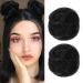 REECHO 2 PCS Mini Claw Clip in Messy & Cat Ears Hair Bun Extensions Wig Accessory Updo Hairpieces for Women Girls (Pack of 2-3.5" Wavy Natural Black) Pack of 2 - 3.5" Wavy Natural Black