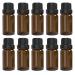Alledomain 10Pcs 10ml Essential Oils Amber Glass Bottles with Black Cap & 1 Dropper & 12 Labels Mini Empty Amber Bottle Refillable Sample Container for Massage oils/Aromatherapy/Perfume