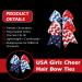 USA Red White Blue Glitter Cheer Hair Bow Ties - America Flag Ribbons with Elastic Tie (Red Wave) - Buy Online on SooperMarket.com