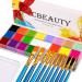 CCbeauty Professional Face Body Paint 22 Colors(6 UV Glow + 16 Classic) Halloween Neon Face Painting Kit Oil Based SFX Cosplay Makeup Large Clown White Face Painting Palette Set with 10 Artist Brushes 22 Colours