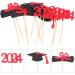 HOLIDYOYO 12pcs 2024 Graduation Season Cake Insert Graduation Cake Toppers Graduation Party Decorations Top Hat Party Supplies Grad Party Cupcake Topper Paper Cup Dessert Props Red - Buy Online on SooperMarket.com