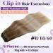 LAAVOO Ombre Balayage Clip-In Hair Extensions 40cm Real Hair Light Brown to Dark Ash Blonde & Platinum Blonde 70g/5pcs Remy Quality - Buy Online on SooperMarket.com