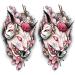 Oottati 2 Sheets Arm Thigh Leg Waterproof Temporary Tattoo Stickers Pink Japanese Mask Canadian Hairless Cat Skull suit for Leg Back Thigh