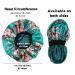 Satin Silk Double Layer Green Flower Hair Bonnet for Black Women - Large Silky Lined Sleep Cap for Curly Hair - Wide Band Strap - 1 Pc - Buy Online on SooperMarket.com