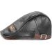 Men's Adjustable PU Leather Ivy Cap - Classic Golf Flat Cap for Driving and Fishing - Black - Buy Online on SooperMarket.com