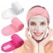 Whaline Spa Facial Headband Make Up Wrap Head Terry Cloth Headband Adjustable Towel Band for Face Washing Shower Facial Cover 3 Pieces (White Pink Rose Red)