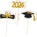 12Pcs Graduation Cupcake Toppers Glitter Cake Toppers Class of 2024 Congrats Grad Cap Diploma Cupcake Picks for Graduation Party Decorations -Golden Black - Buy Online on SooperMarket.com