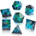 Sharp Edge DND Dice Set - Handmade 7 Piece Accessories for TTRPG Games - Multi-Sided RPG Polyhedral Resin Dice - Blue Dark Color - Buy Online on SooperMarket.com