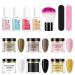 Roseflower Dipping Powder Nails Kit 6 Colors Nude Dip Nails Powder Starter Kit with Base Coat Top Coat Staubinel Nail Fee - Diy Salon Manikure at home - BLASSING GLING SHING LAITS SHIPLES for 3 weeks