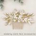 Unicra Gold Leaf Bride Wedding Hair Comb with Crystals and Pearls - Bridal Headpiece for Women and Girls - Buy Online on SooperMarket.com