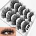 outopen 3D Mink Lashes Natural Wispy False Eyelashes 15mm Fluffy Long Eye Lashes Eye Makeup Tools 5 Pairs Pack(Q1 | 13-15MM) A01-Q1 | 13-15MM