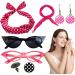 50s Accessories for Women | Headband Drop Earrings Set for 1950s Outfits Print Dangle Earrings with Vintage Hair Bands Chiffon Scarf Cat Eye Glasses Hot Pink One Size - Buy Online on SooperMarket.com