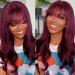 99J Body Wave Wig with Bangs - 18 Virgin Brazilian Human Hair, 180% Density, Glueless for Black Women - Buy Online on SooperMarket.com