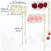 3 Pcs Rose Flower Tassel Ponytail Hair Clips | Vintage High Ponytail Hair Barrettes with Pearl Rhinestone Metal | Chinese Decorative Accessories for Bride Women Girls - Buy Online on SooperMarket.com