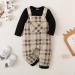 Puseky Baby Boy 3-6 Months Black Romper with Plaid Suspenders Overall Pants - Buy Online on SooperMarket.com