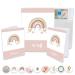 Minilino u Issue cover 3-part premium set for vaccination pass passport protects important documents organizer for examination book and travel documents |For girls rainbow pink