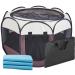 Ztinng Portable Foldable Pet Puppy Playpen with Free Carrying Case and Pet Pee Pads for Dog/Puppy/Cat | Indoor/Outdoor Water-Resistant Removable Shade Cover Brown L(45"x45"x24") with free bonus