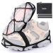 Sfee Ice Cleats for Walking on Ice Snow Grips Crampons Traction for Shoes/Boots, Anti-Slip Portable Flexible Footwear for Walking Climbing Hiking Fishing Outdoor Running with 2 Velcro Straps Black Large
