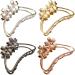 TANG SONG 4PCS Double Flowers Shaped Metal Hair Claw Clips Hair Catch Barrette Jaw Clamp for Women Half Bun Hairpins for Thick Hair (Silver+Gold+Rose Gold+Black) Double flower shape