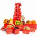 Dried Fruit & Nuts Gift Basket Red Tower + Ribbon (12 Assortments) Holiday Christmas Gourmet Bouquet Arrangement Platter, Birthday Care Package, Healthy Food Kosher Snack Box for Adults Men Women
