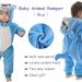 COOKY.D Baby Hooded Rompers | Winter Flannel Jumpsuit Pajamas 3-6 Months Blue - Buy Online on SooperMarket.com